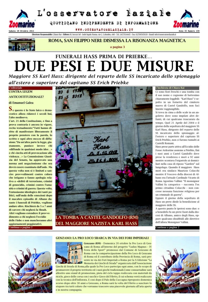 L'osservatore d'Italia edizione del 19 Ottobre 2013